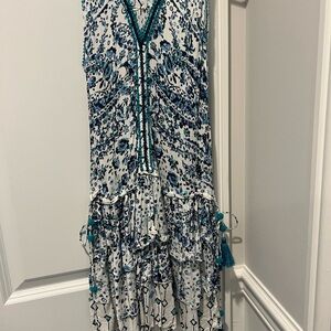 Poupette St. Barth Teal and White Sleeveless Coverup